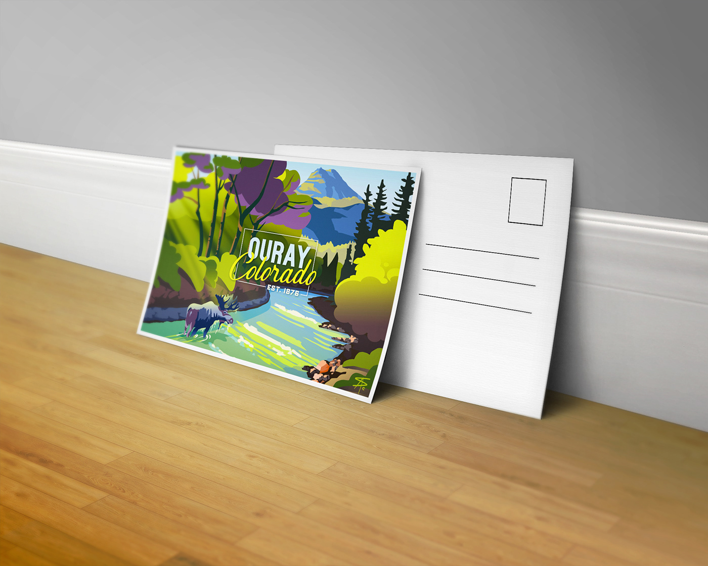 Colorado ILLUSTRATION  Landscape Mockup Ouray   painterly postcard poster vacation vector