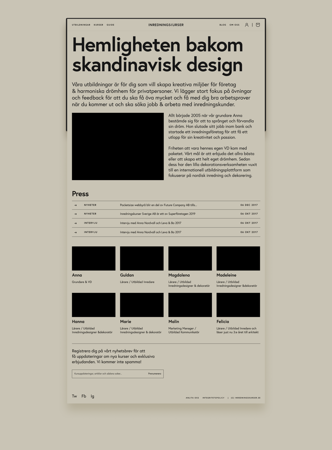 About me page for inredningskurser.se, Inredningskurser by Lucas Olsson