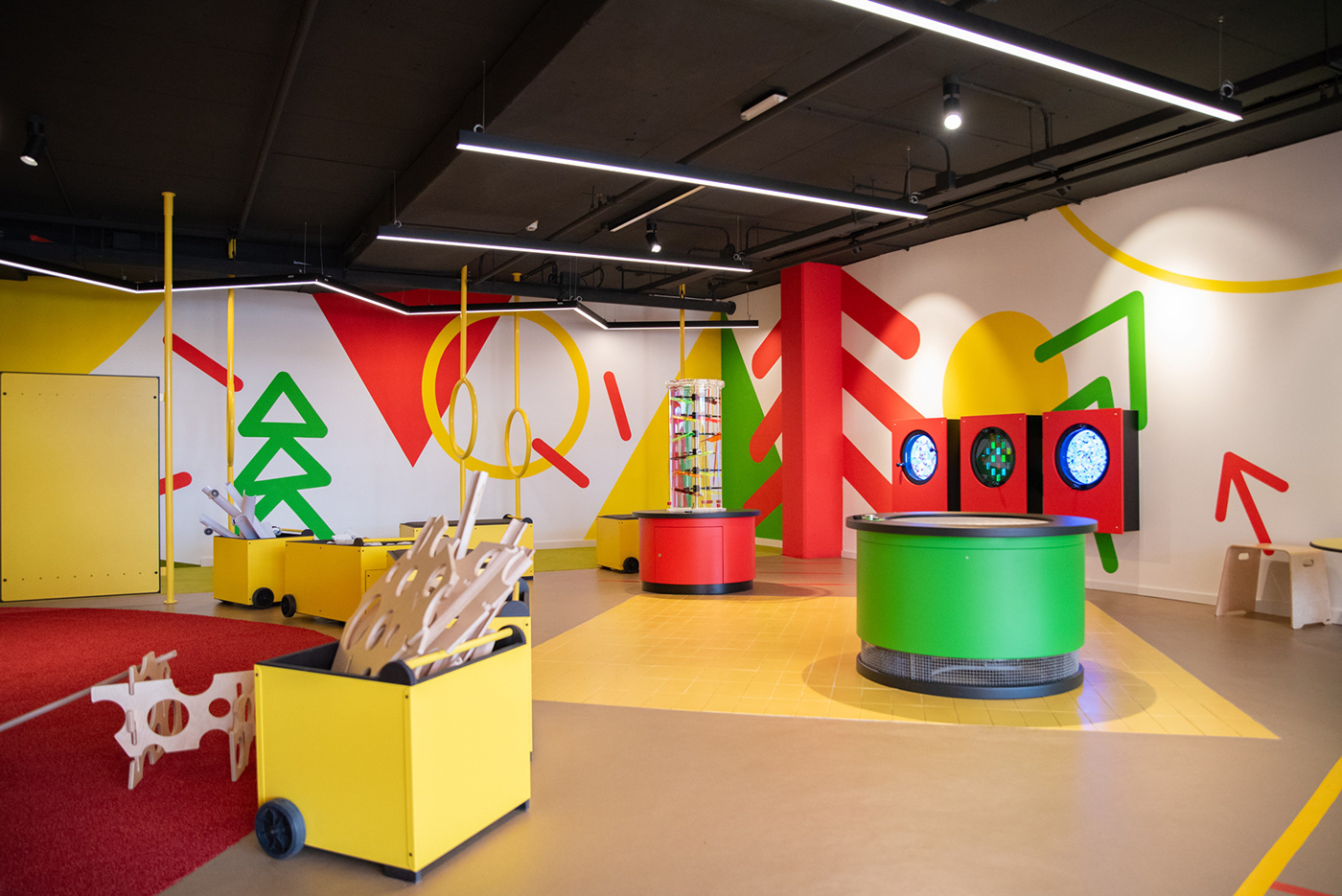 educational geometric environmental graphics Mural colorful For Kids ILLUSTRATION  interior design  architecture Interior