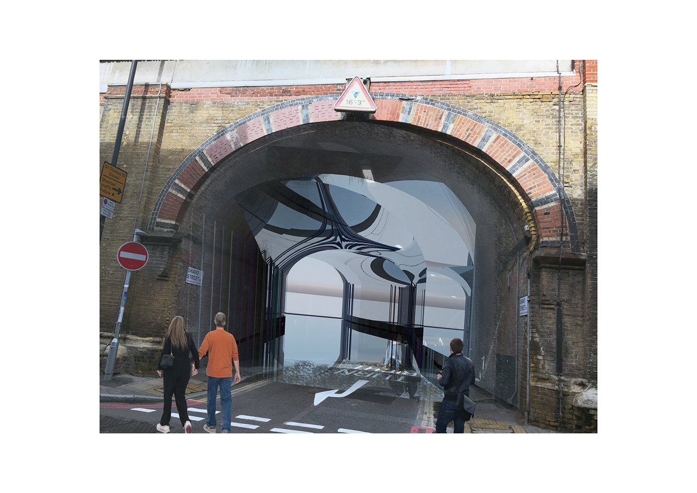 tunnel refurbishment London Bridge Station Interior street design redesign mirror finish art Art Installation reflection weightless