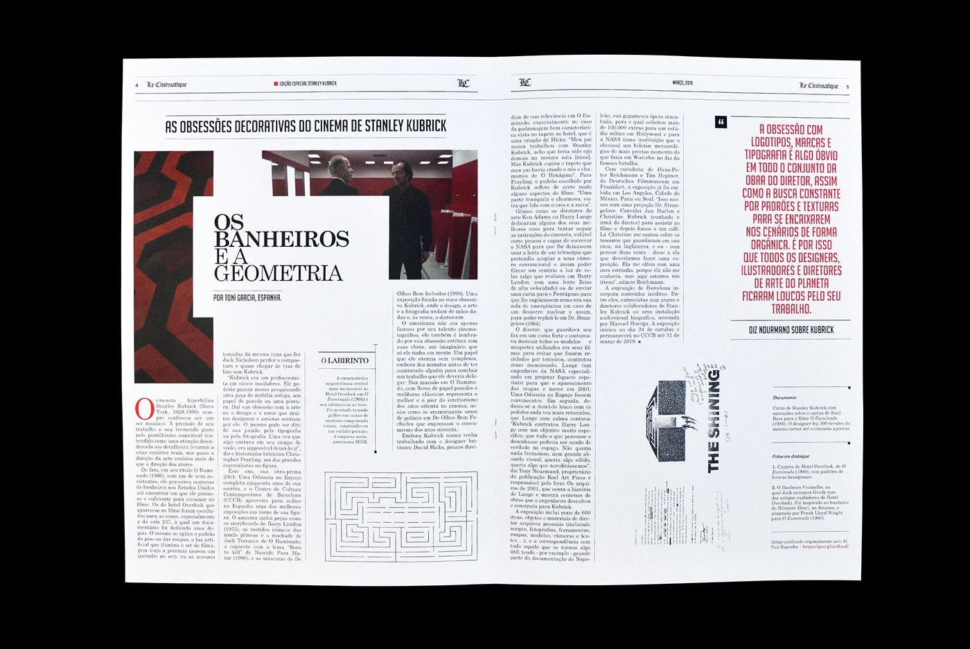 editorial Stanley Kubrick newspaper cinematographic typography   print Layout jornal