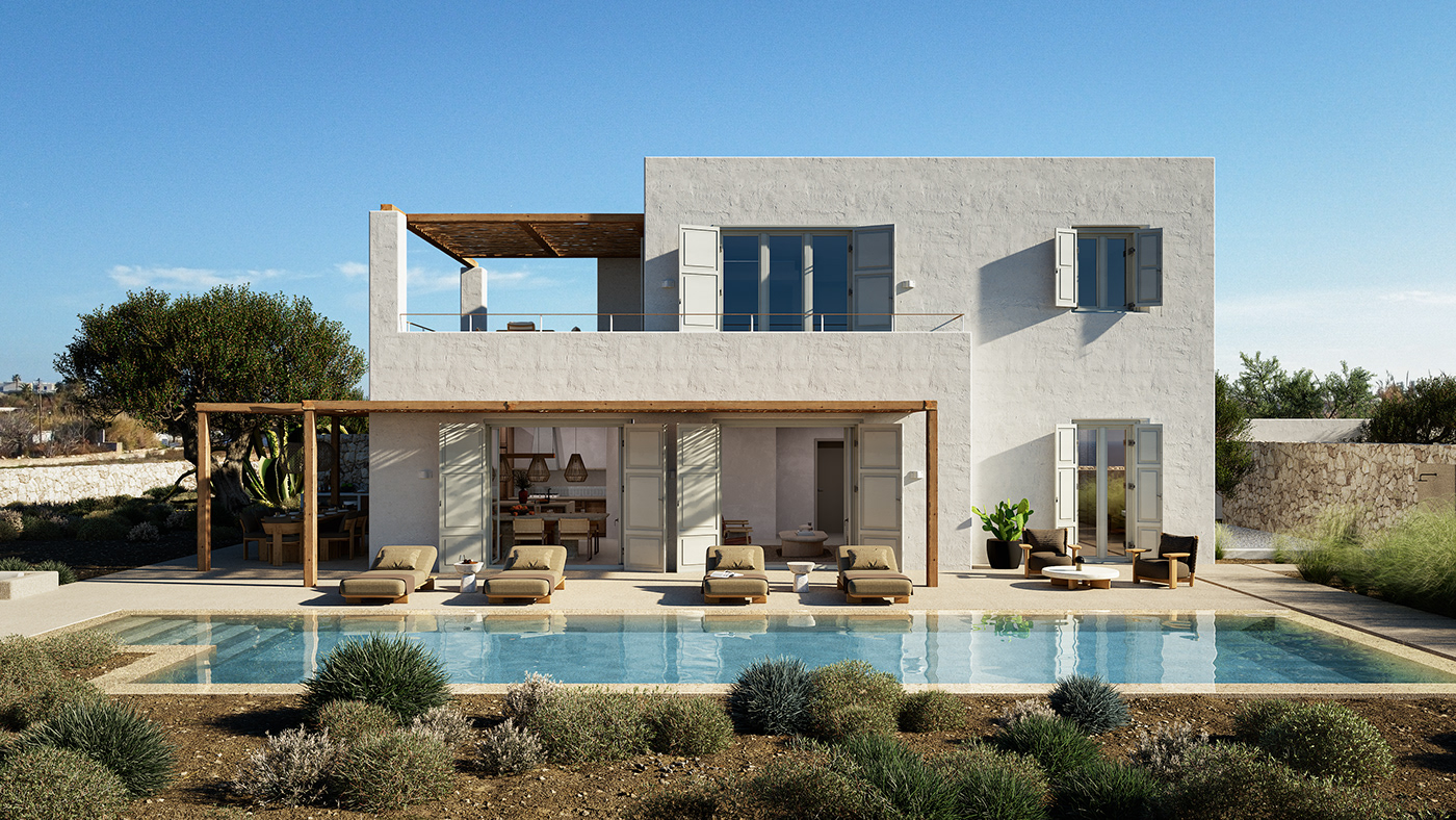 3ds max architecture archviz visualization corona interior design  exterior Greece Villa Pool