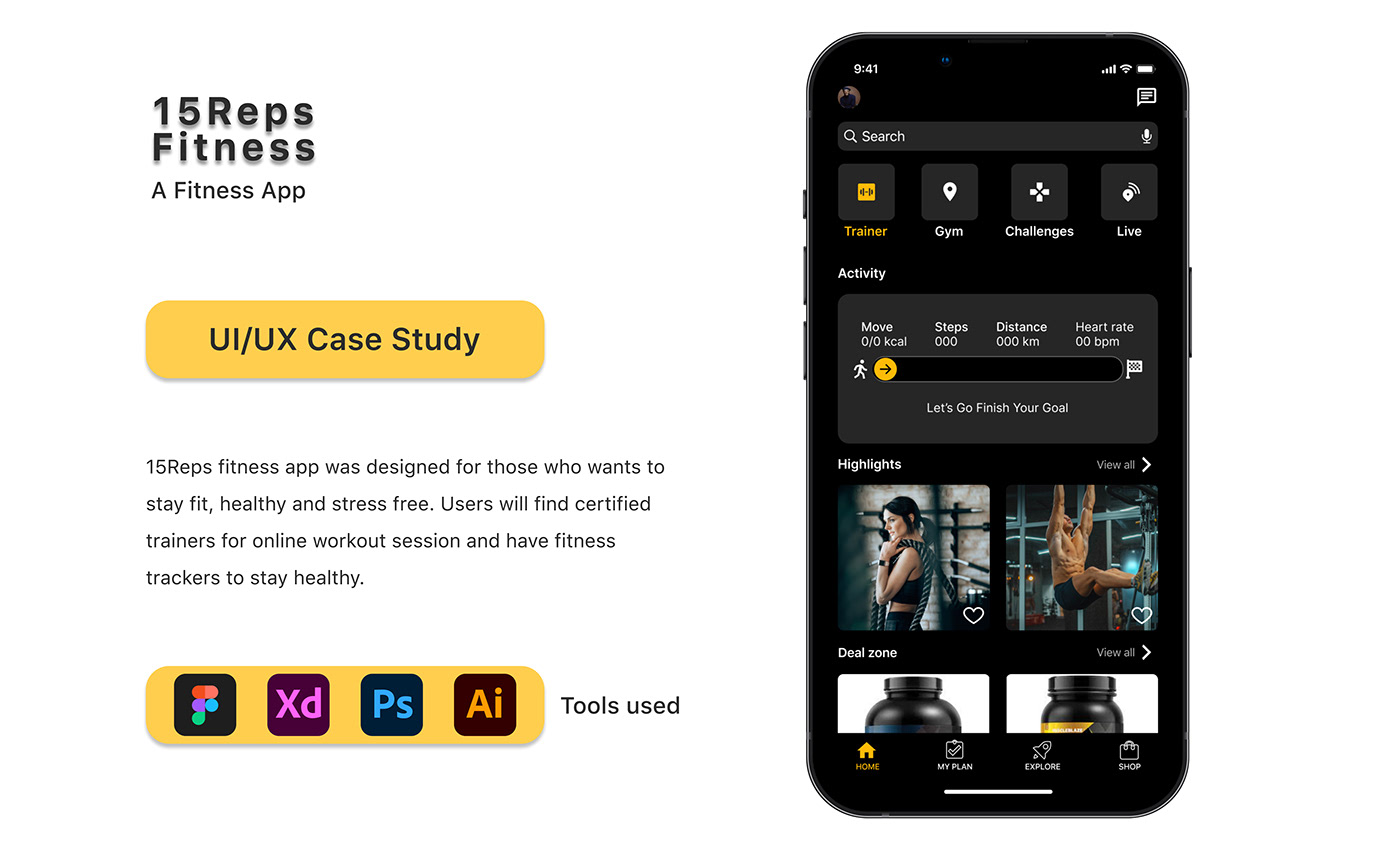 app design Figma fitness fitness case study gym app ios Mobile app ui design UI UX Case study workout