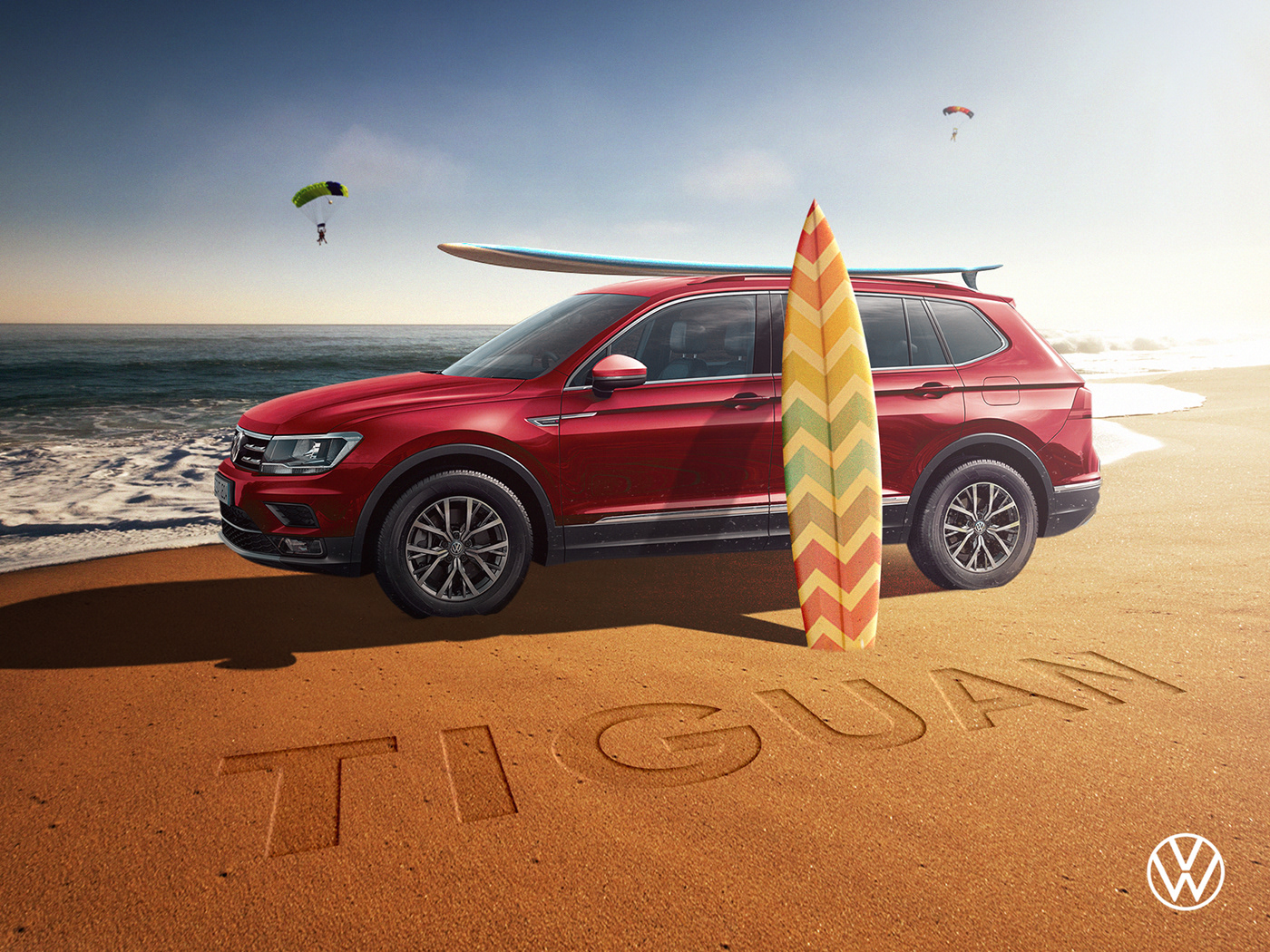 art car manipulation retouching  sand sea summer surfboard volkswagen