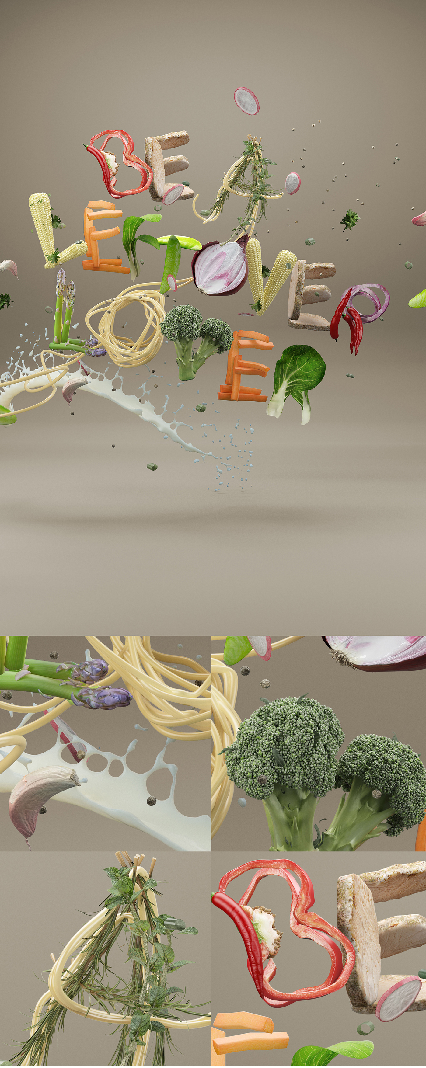 3D typography ice typography food typography photoreal rendering ice Sydney food waste 3d modeling 3D Rendering v-ray for maya lettering Food  fresh FREEZE sydney waste