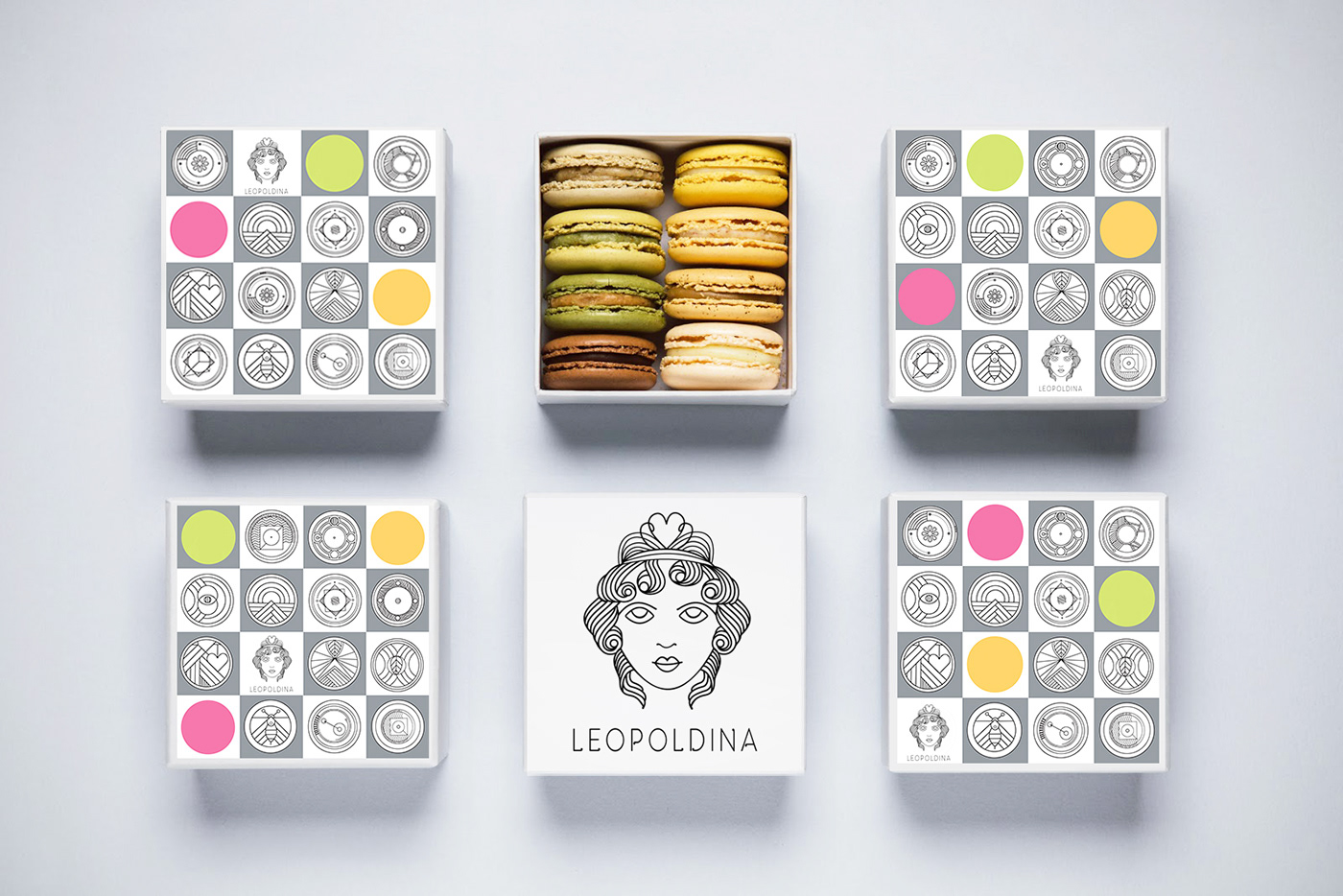 macarons restaurants pink logo illustrations Patterns visual identity Bojana Knezevic design Packaging