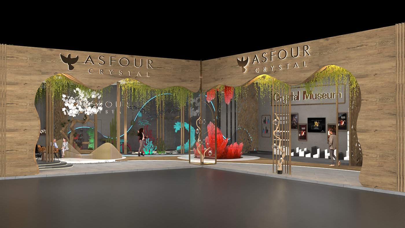 exhibition stand booth design 3d modeling visualization corona asfour crystal 3ds max architecture