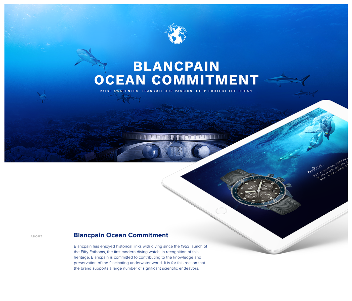 Website Ocean blue submarine Watches luxe clean branding  Picture