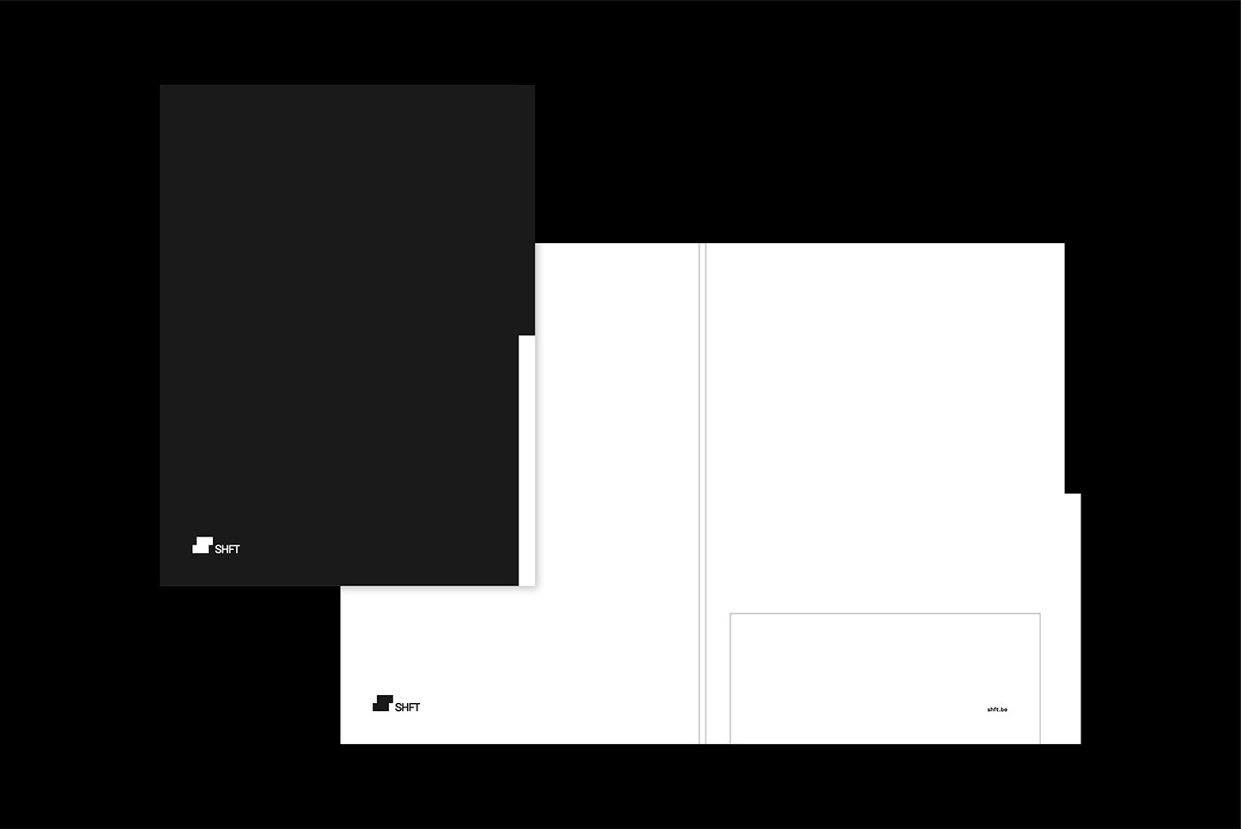 Stationary mockup in black and white for SHFT.