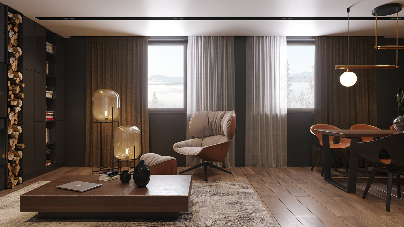 apartment contemporary creative design luxury minimalist modern visualisation Дизайн квартиры apple
