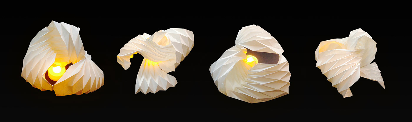 Paper light light Lamp risd Spatial Dynamic sculpture paper sculpture