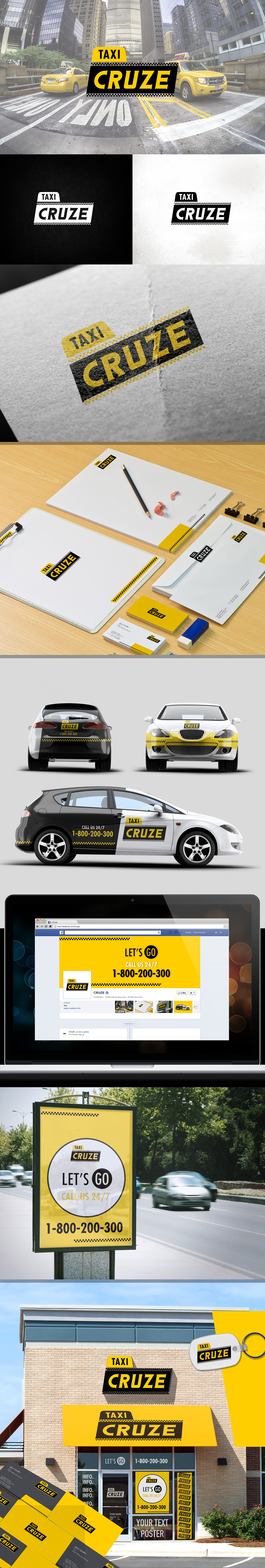 logo simple brand mark taxi cruze yellow sign design