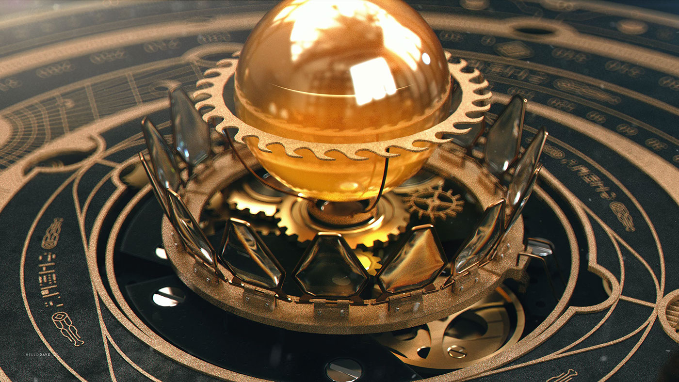 STEAMPUNK Victorian 3D tech astrolabe Orrery Scifi hard surface Classic UI