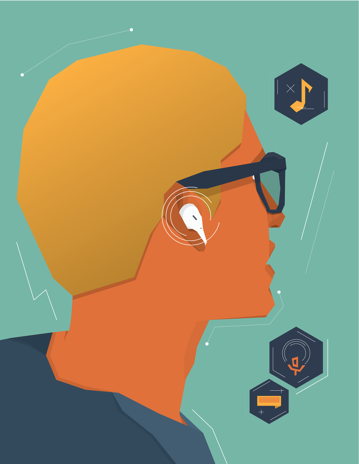 wearables airpods vr Fitbit smartwatch geometric ILLUSTRATION 