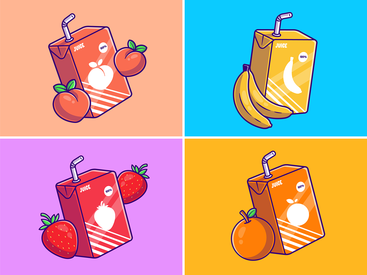 apple banana drink Foods freshly drink Icon ILLUSTRATION  juice logo strawberry