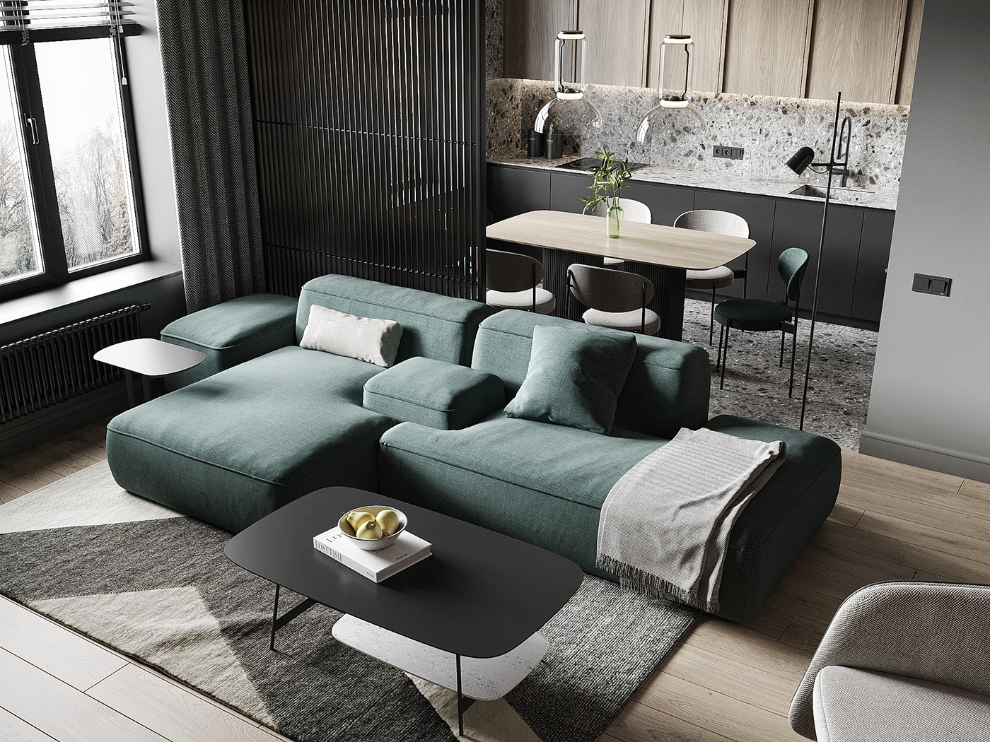 apartment corona design Interior interior design  kitchen living room Minimalism modern visualization