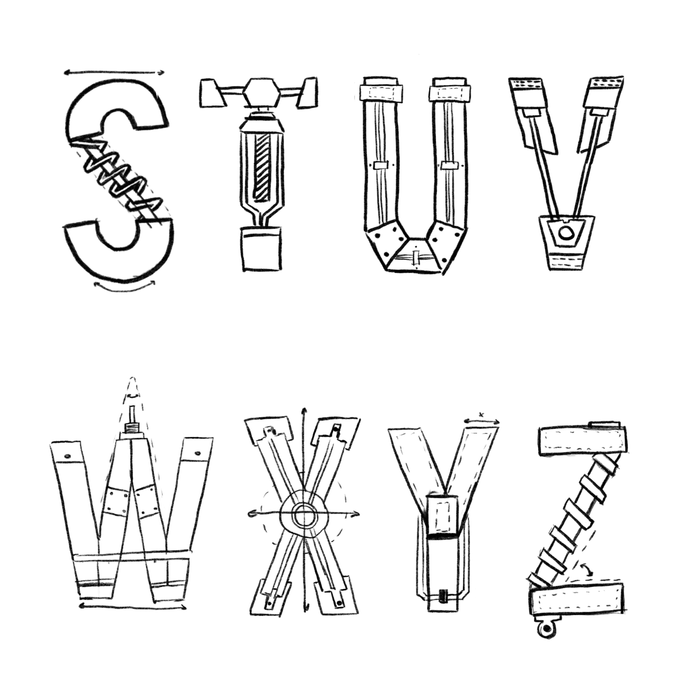 typography   Typeface font ILLUSTRATION  monoline geometric alphabet lettering Blueprint adobeawards