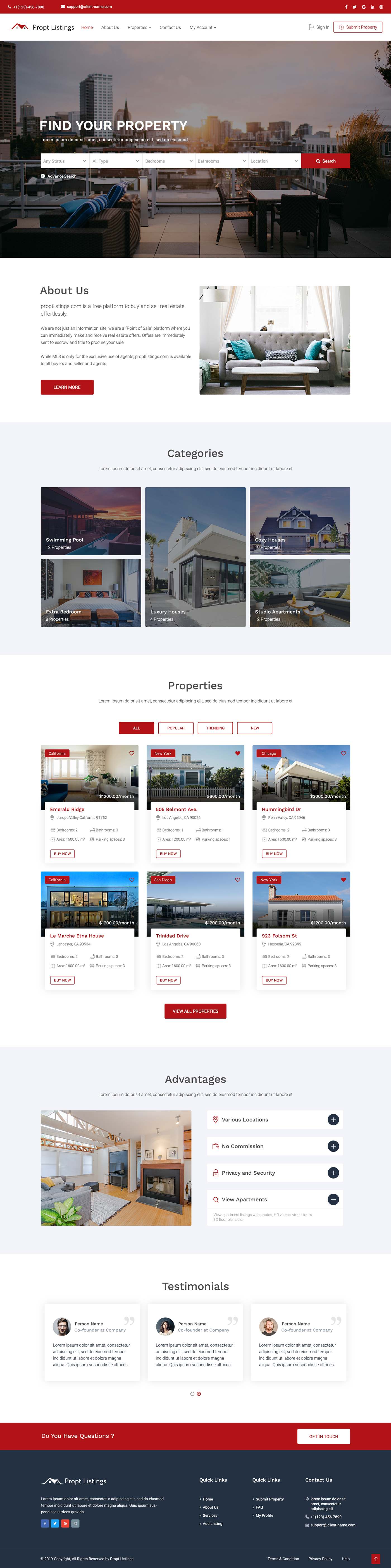 clean creative photoshop popular Property Listing design template UI/UX Website Design concept