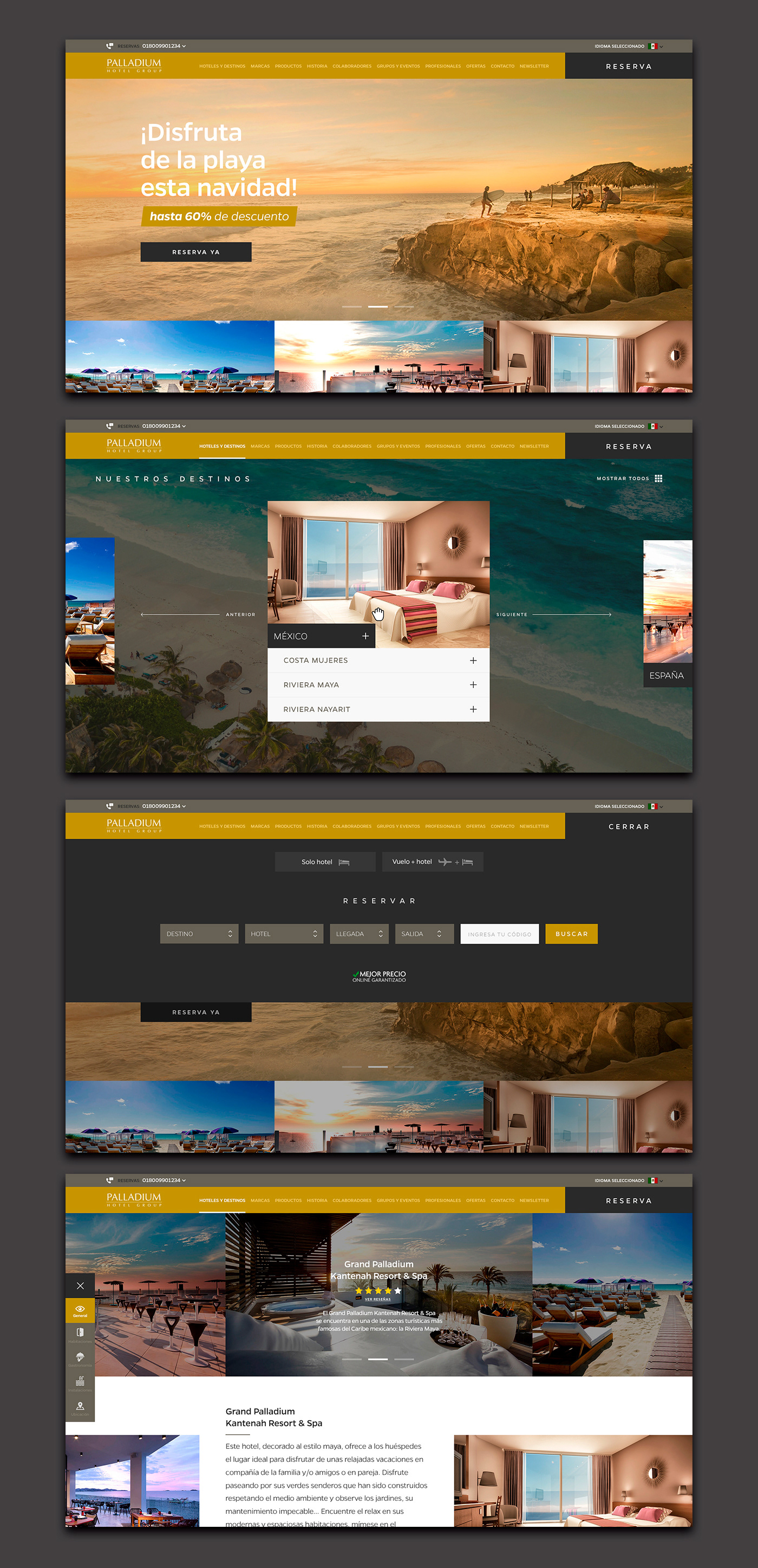 web site Web Design  redesign hotel ux UI Interface mobile desktop palladium