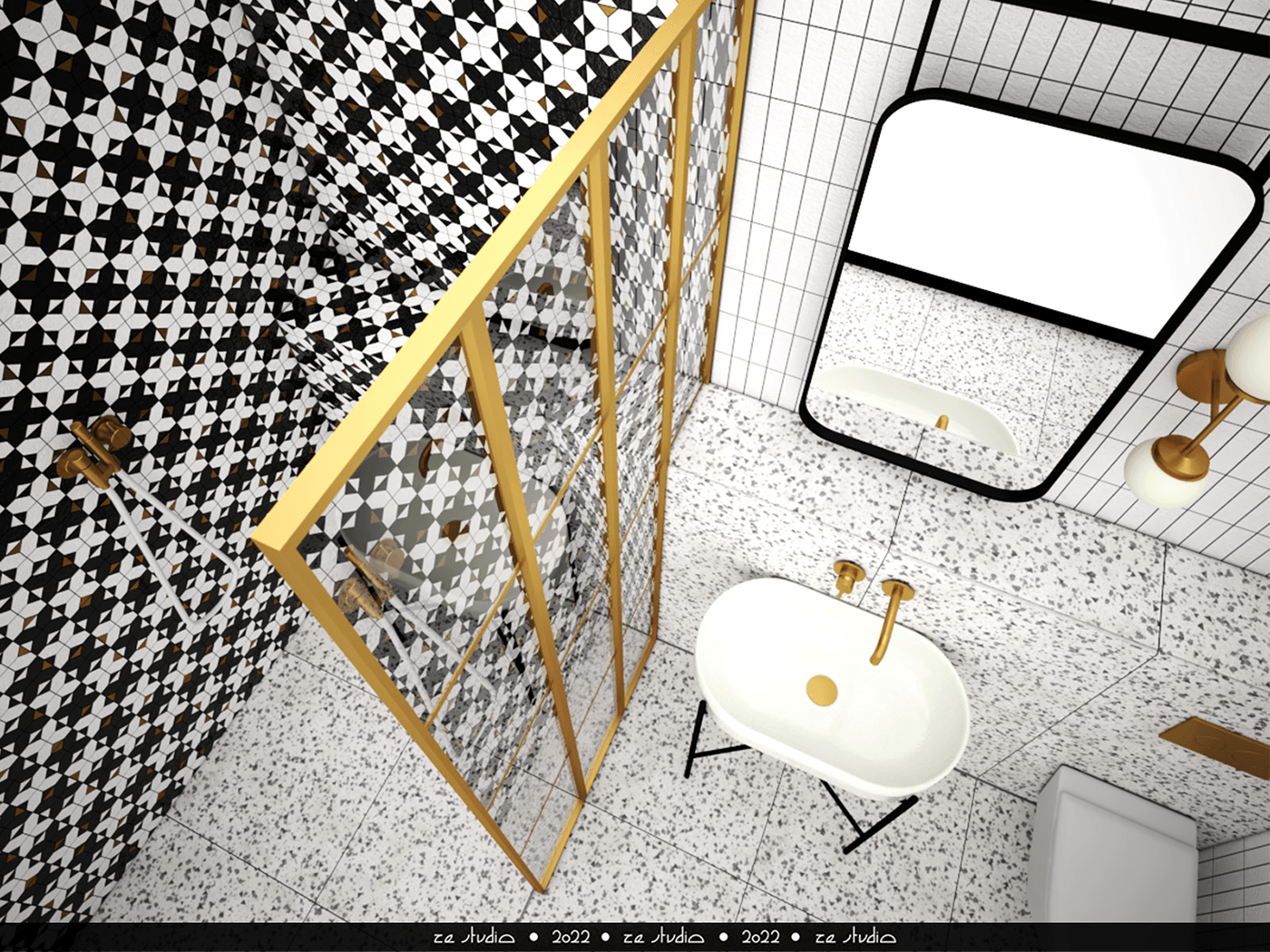 bathroom ceramic handmade interior design  pattern Terrazzo tiles Zellige  