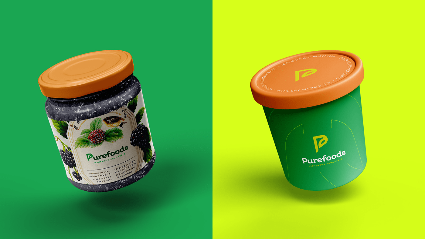 pure Alimentos brand design marca brand identity Logo Design adobe illustrator Foods saudáveis