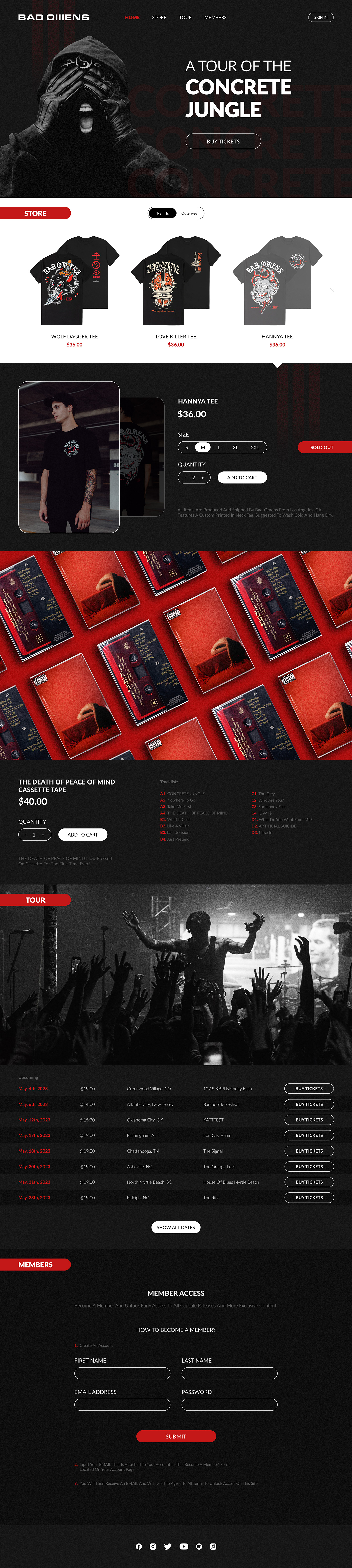 bad omens Figma metal Mobile app music UI/UX Web Design  Website