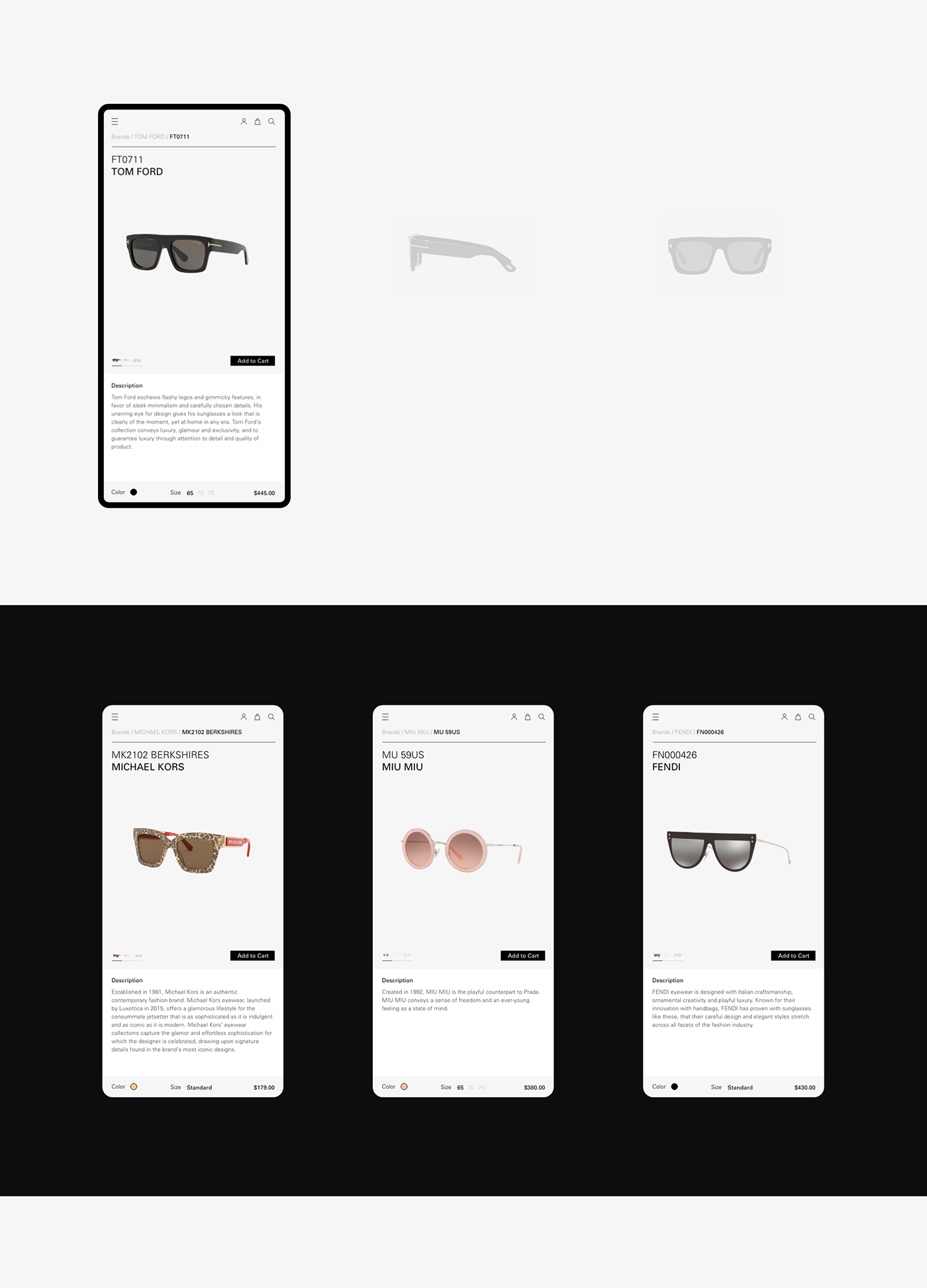 Sunglasses Ecommerce shop Fashion  webshop glasses eye interactive minimalistic