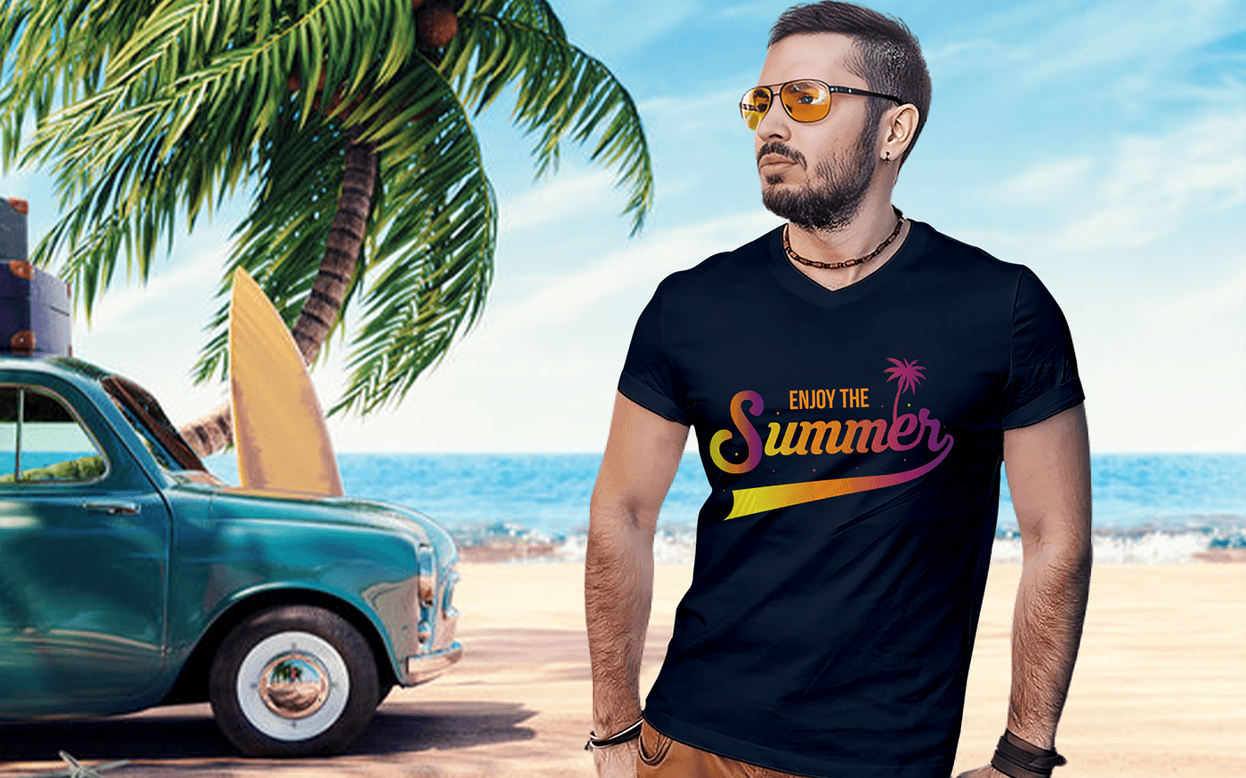 Summer T-shirt design summertime T-Shirt Design flowers clipart summer camp graphic design  brand identity Logo Design adobe illustrator Campaing T- Shirt Design