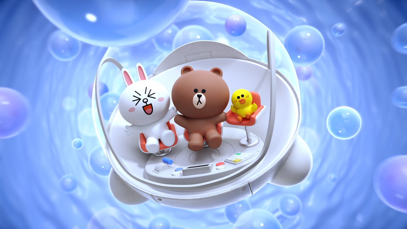 3D animation  brown bubble Character Grabit linefriends motion graphics  Philips Promotion
