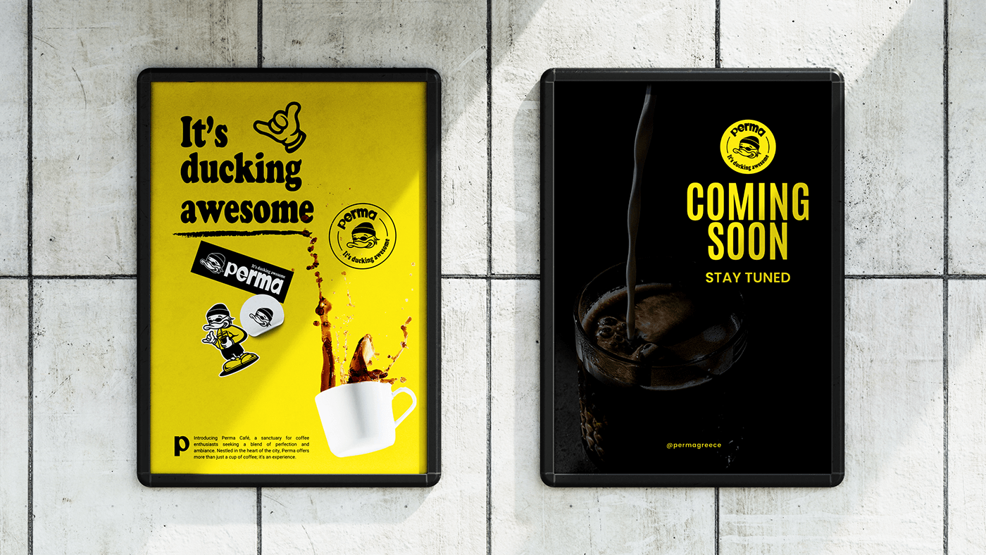 graphic design  Logo Design brand identity branding  duck coffee shop Coffee logo Brand Design yellow