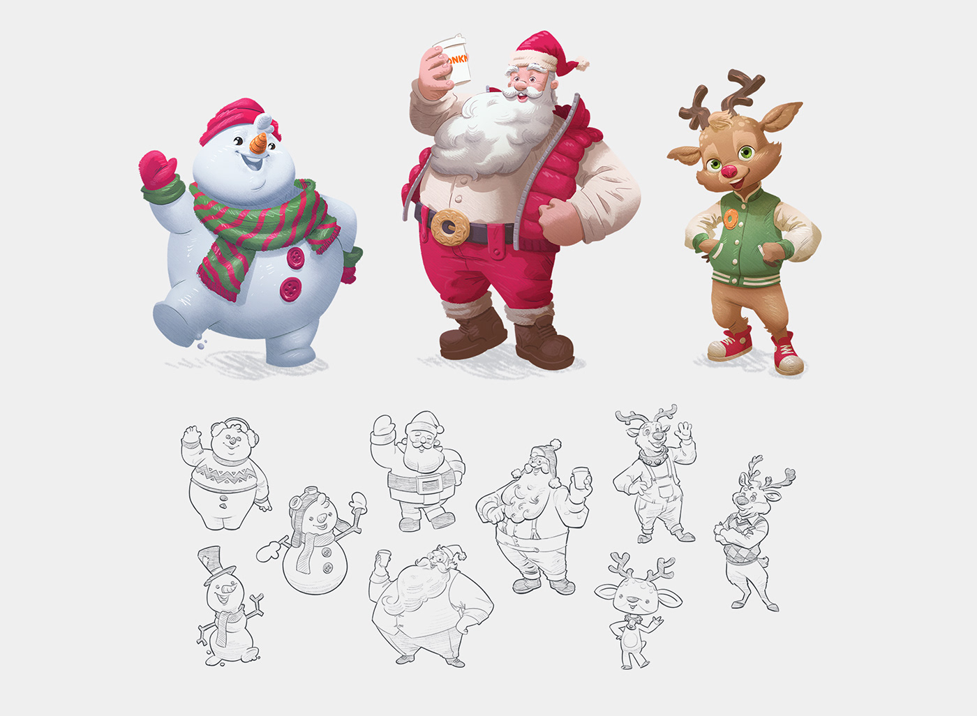 Miagui Dunkin Donuts Character design  animation  Christmas 3D concept art digital illustration