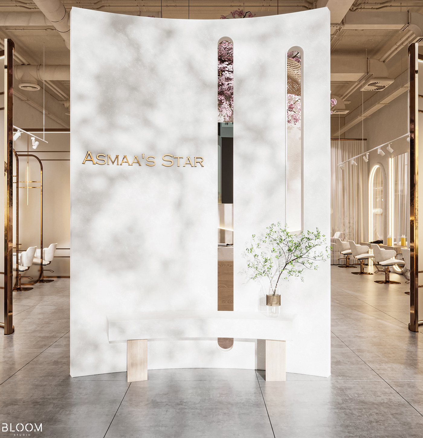 3D architecture art beauty beauty salon decor design interior design  rose salon