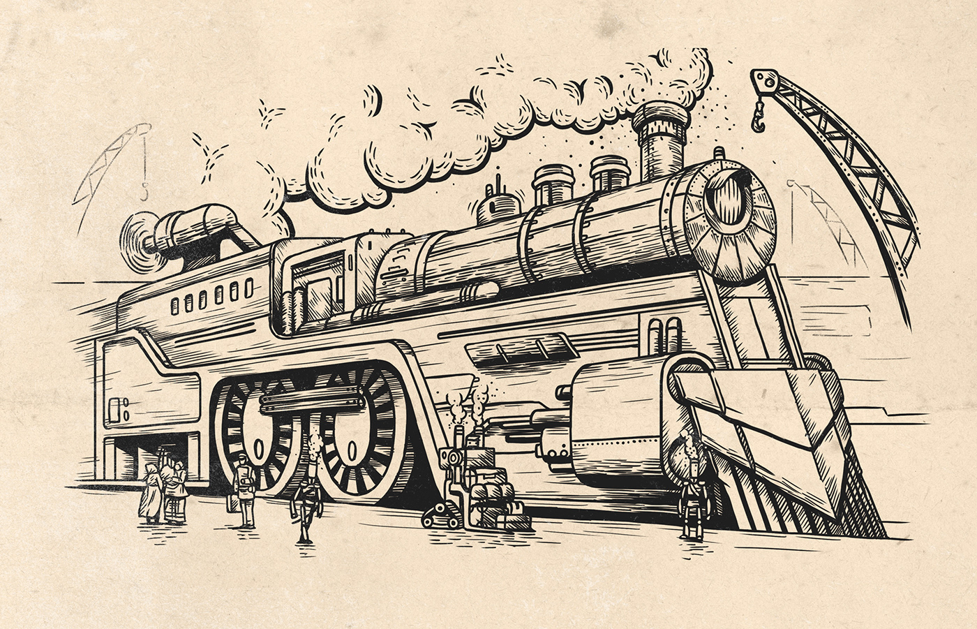 STEAMPUNK стимпанк zeppelin Steam history inktober characters lineart