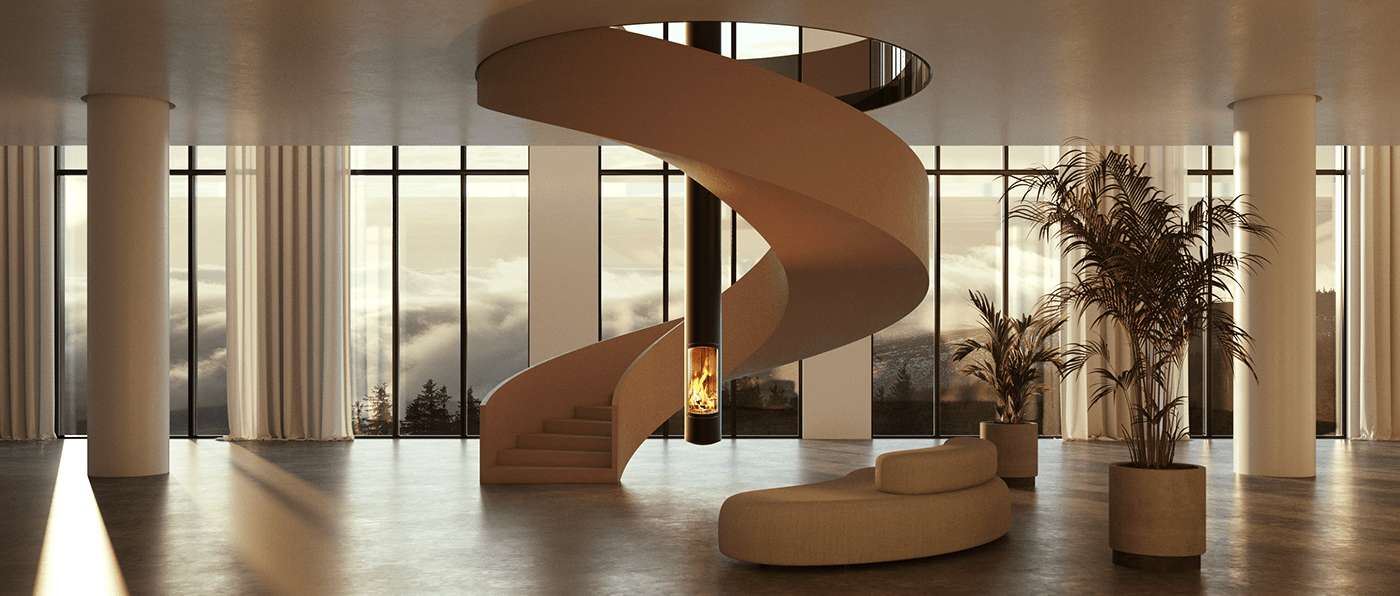CGI creation fireplace Focus luxury movie Realism realistic