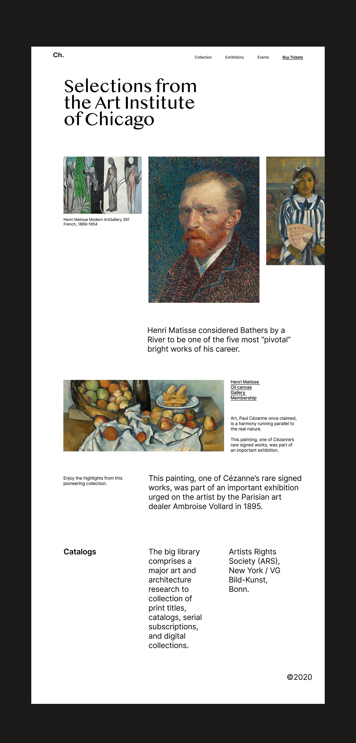 art interaction landing page minimal museum rembrandt stock user interface ux/ui xD