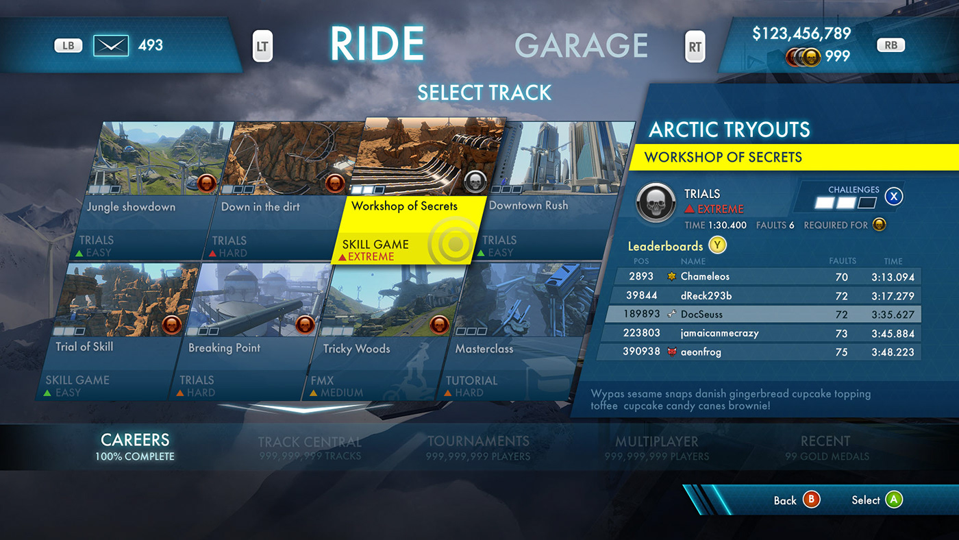 Trials Fusion trials Games UI ux game ui user interface game user interface menus icons