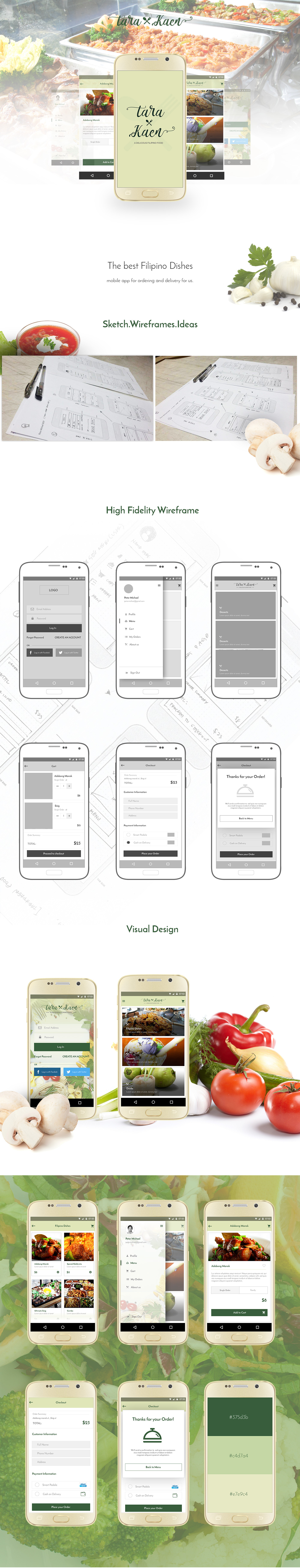 food app Mobile app ui ux wireframe clean ordering visual design android filipino graphic design 