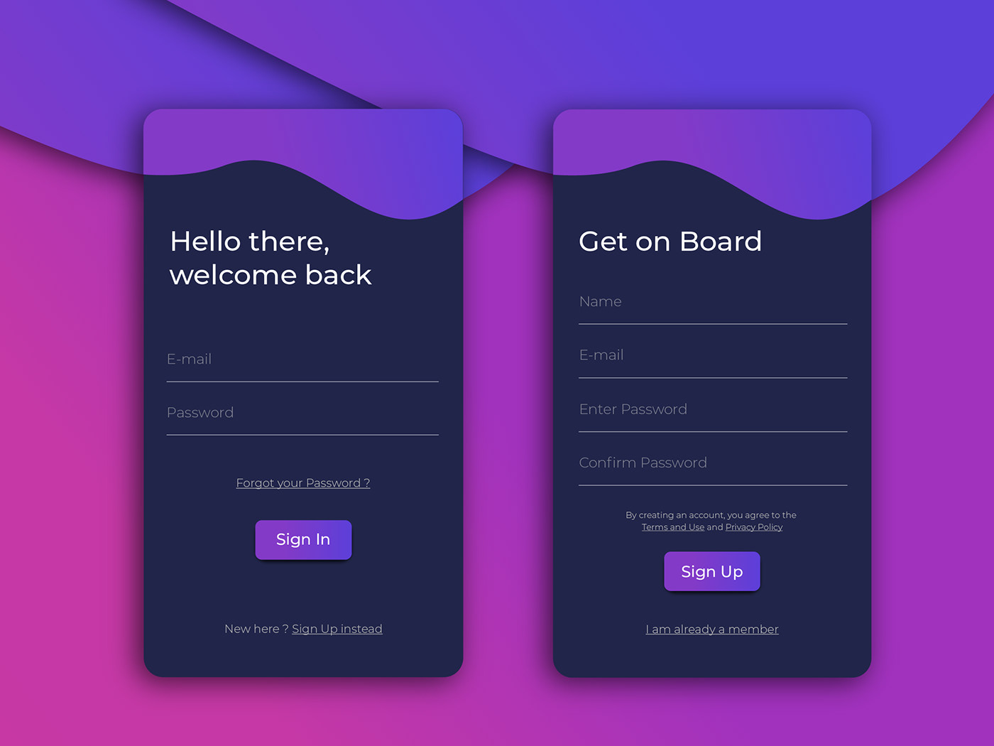 Contact Page screen design idea #405: Login/Sign Up Screen on Behance