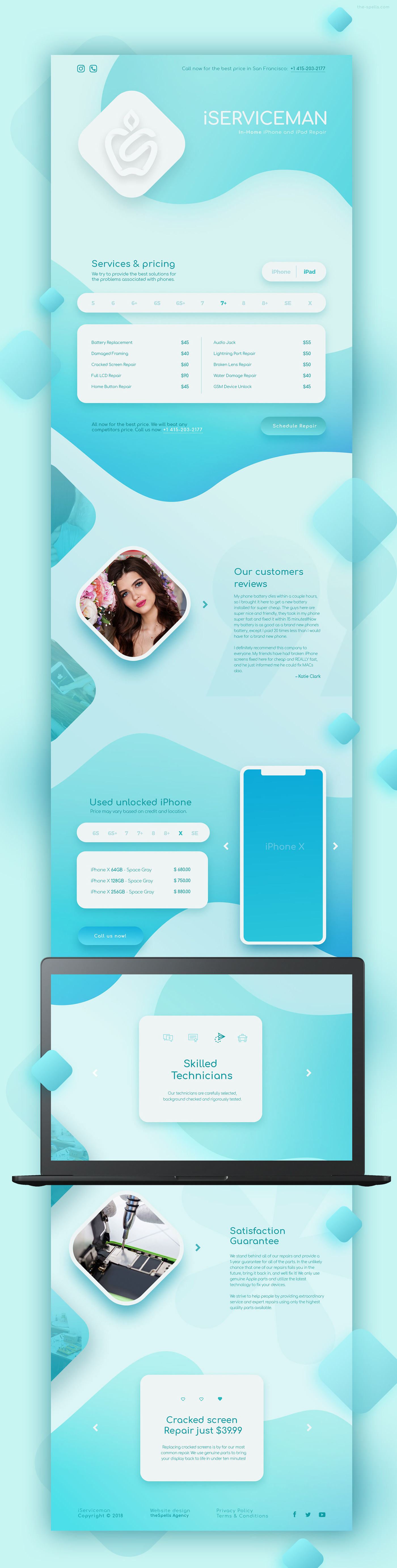 Landing page design for Apple repair company by theSpells Agency