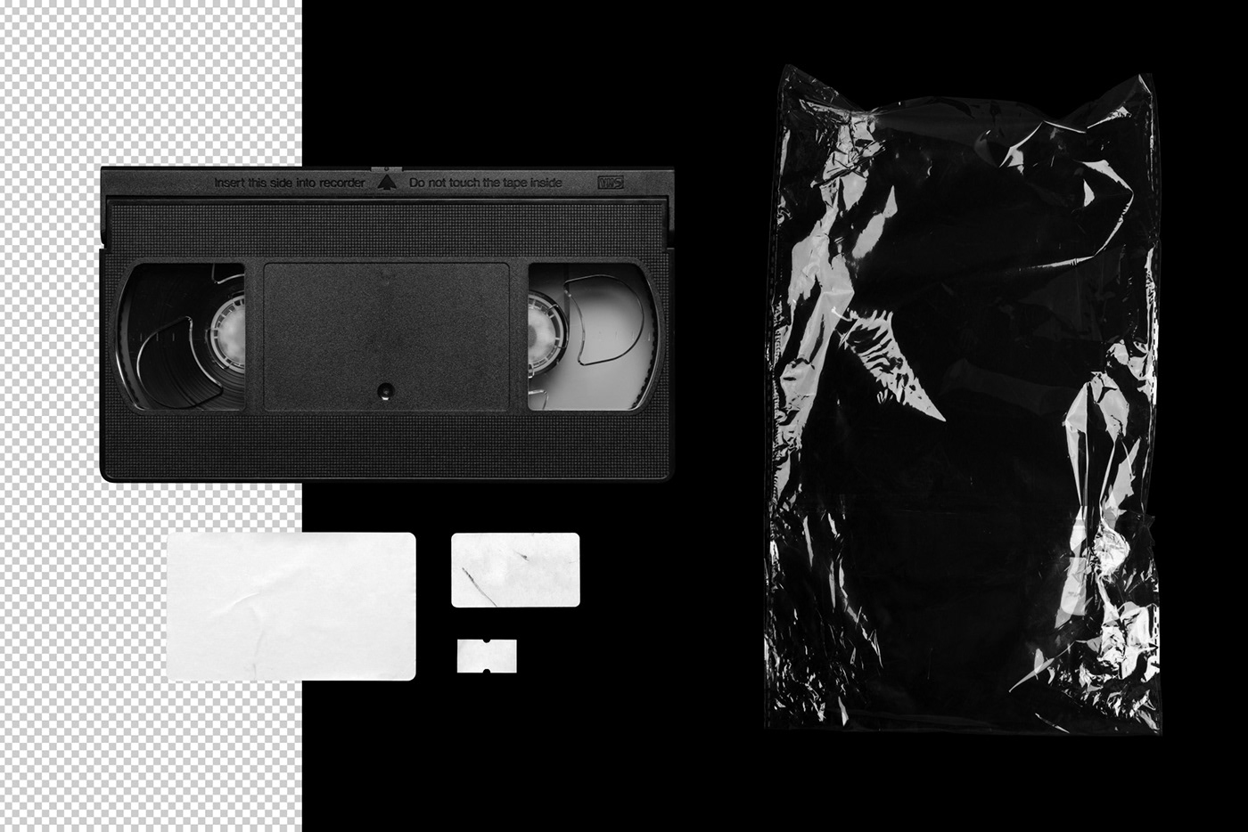 Mockup vhs cassette tape sticker vintage Retro black brutal Label