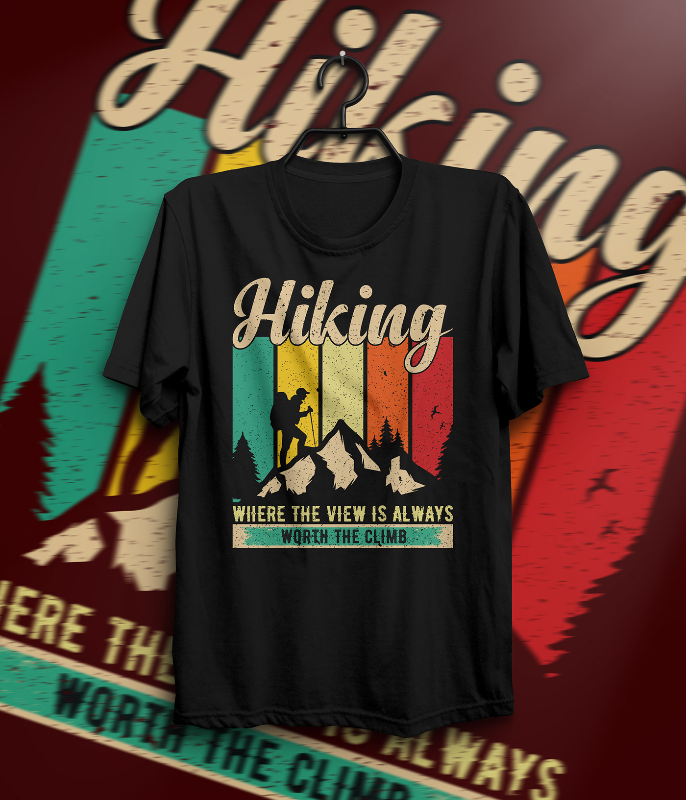 hiking Hiking T-shirt Design hiking t-shirt mountain T-Shirt Design hiking man