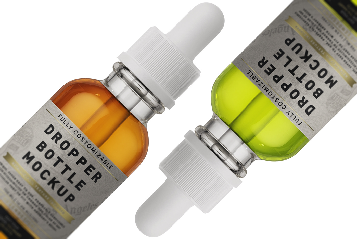 Dropper Bottle Mockup e-liquidbottle mockup eliquid e-juice label mockup hemp oil CBD oil essential oil 1oz bottle glass