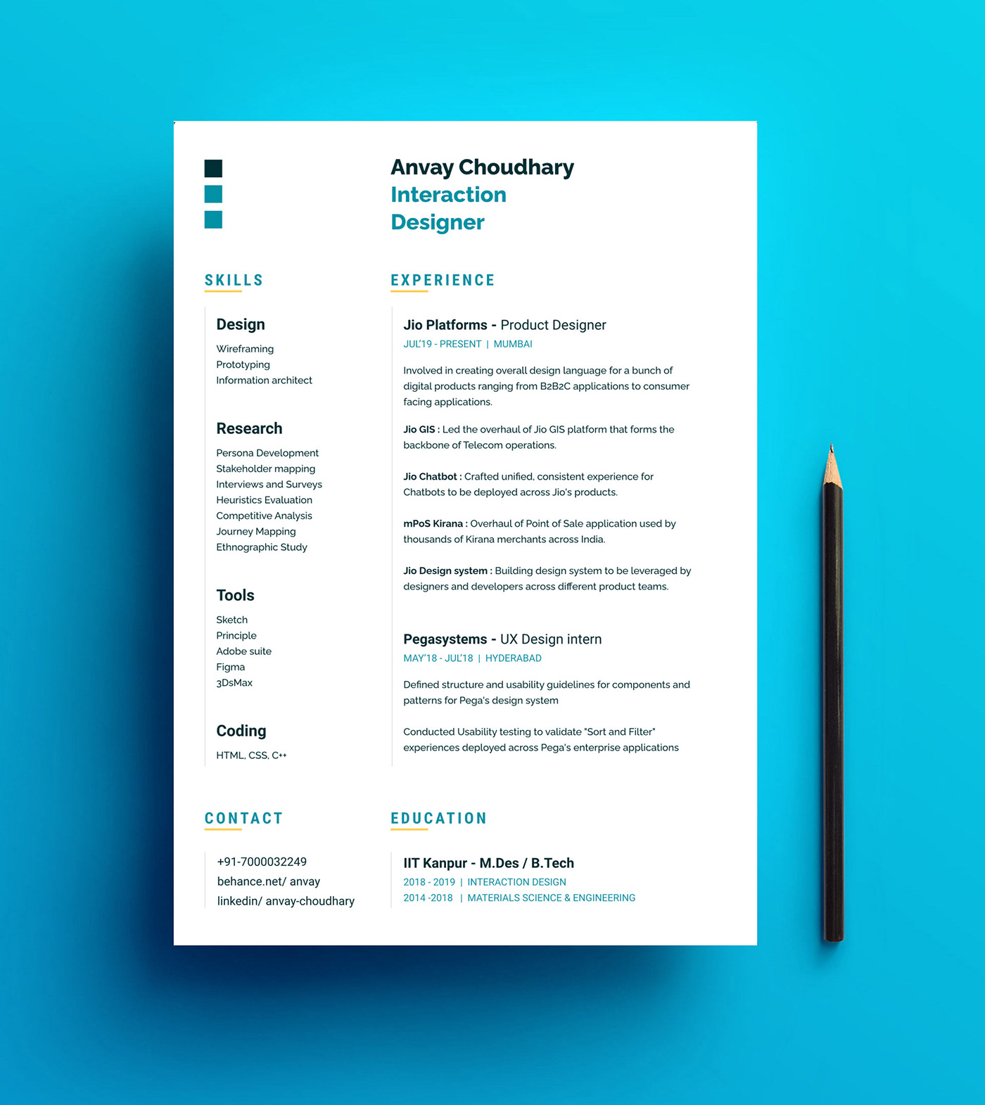 Resume CV work experience design modern