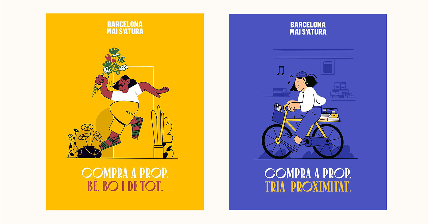 Advertising  animation  barcelona buy local campaign campaña publicitaria cartoon Character design  ILLUSTRATION  Procreate