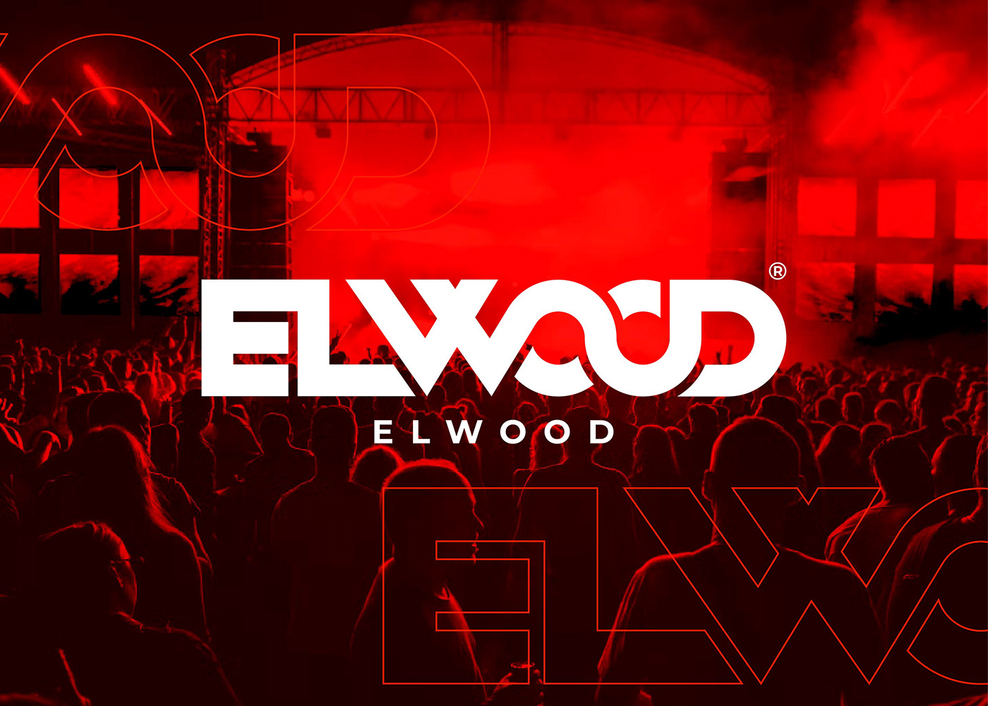 ELWOOD connected text logo with brand style guides