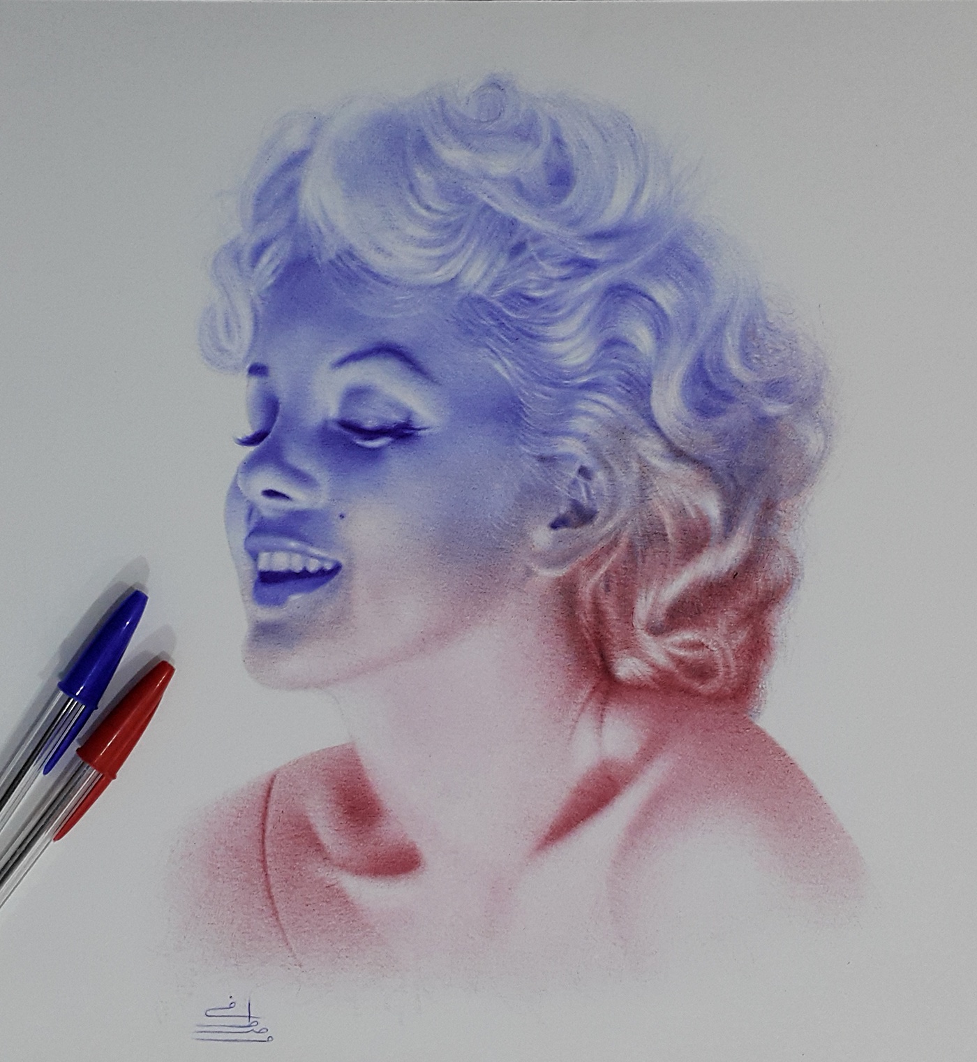 draw Drawing  painting   tutorial bic ballpoint pens Marilyn Monroe art arts