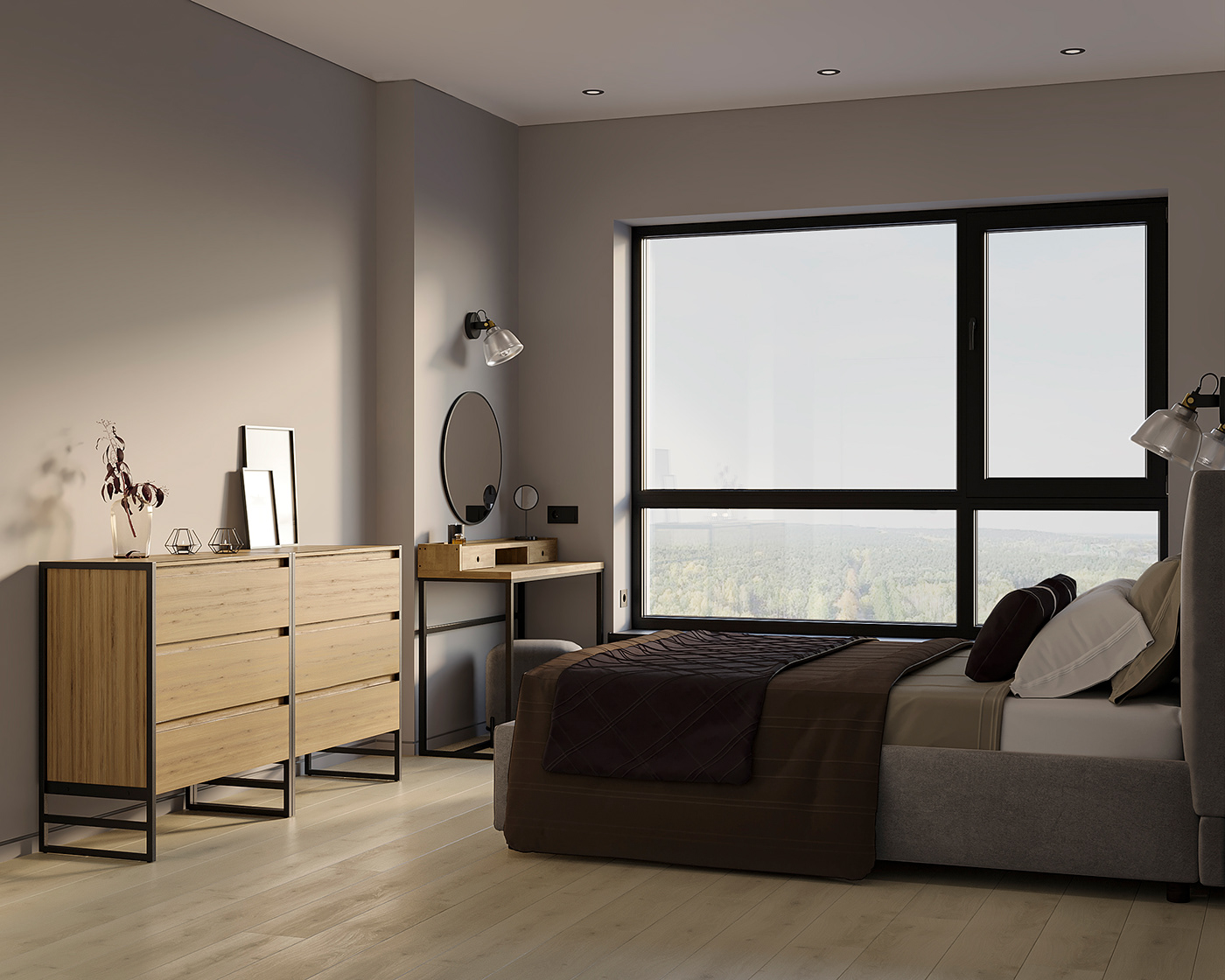 3ds max bedroom bedroom design Interior LOFT DESIGN visualization визуализация Визуализация интерьера современный дизайн современный интерьер