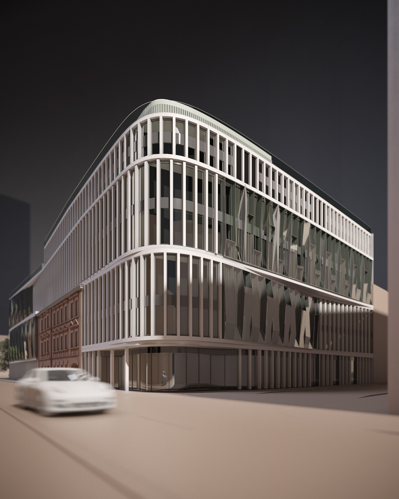 3D architecture archviz behind the scenes exterior facade Facade design parametric procedure visualization