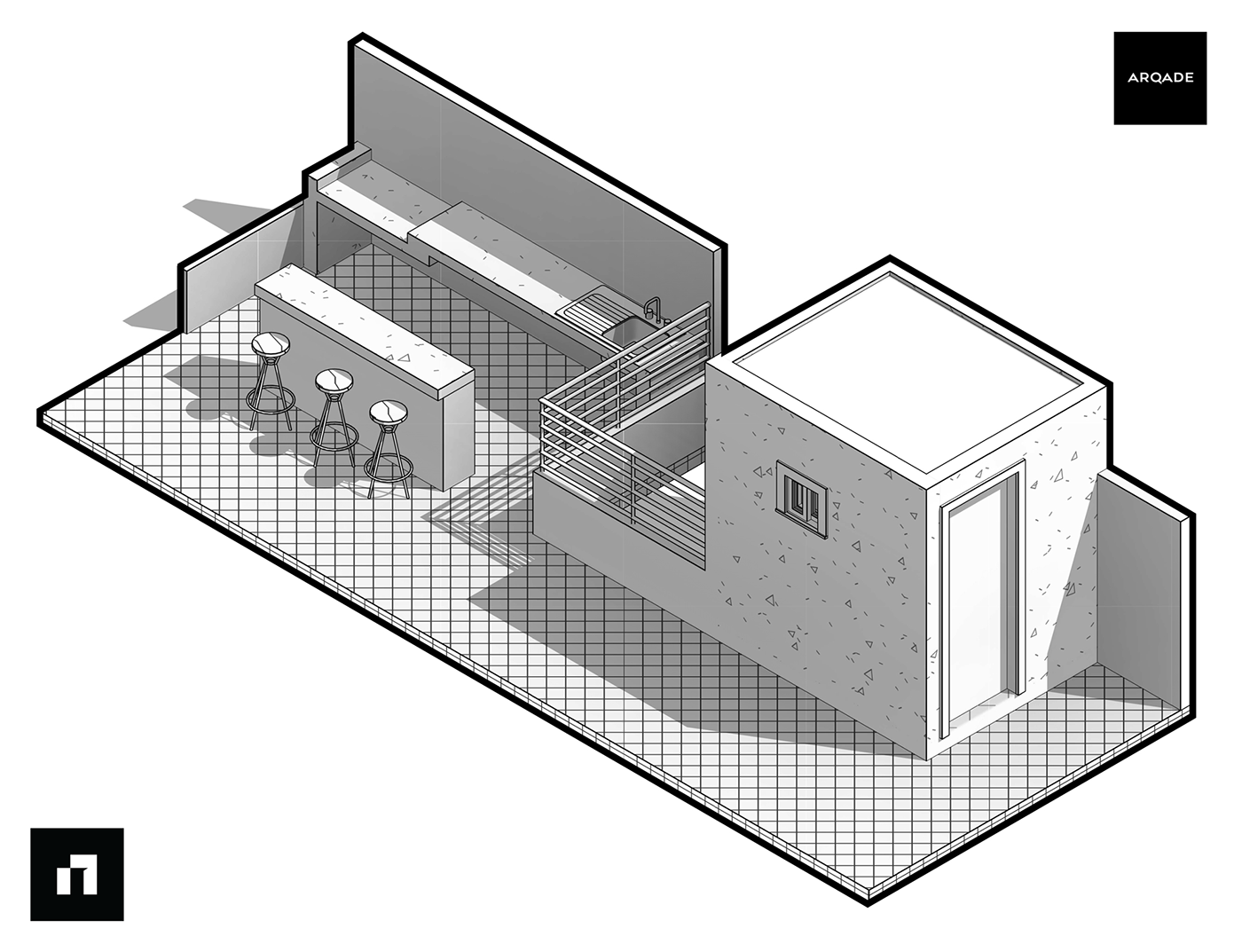 axonometric axonometry Isometric isometric illustration architecture design archviz roof roofgarden HOUSE DESIGN