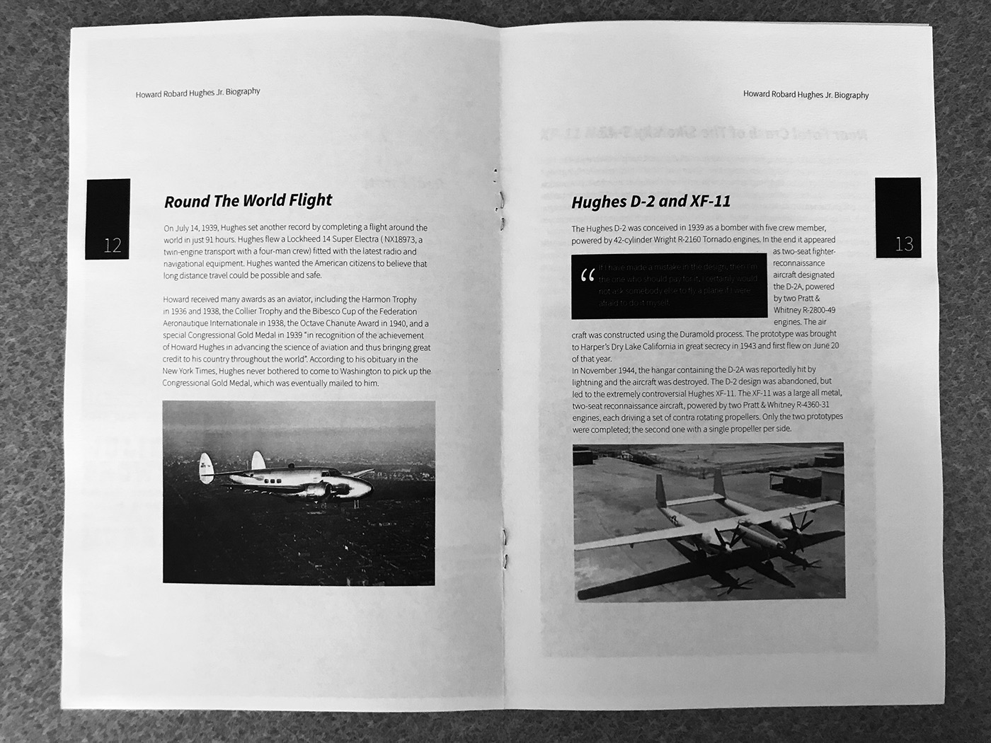 aviation howard history Layout InDesign